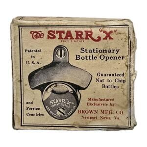 Antique Starr X Stationary Bottle Opener EMPTY Box Brown Mfg Newport News VA